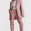 Kiera Warm Pink Vegan Leather Oversized Blazer Kiera Warm Pink Vegan Leather Oversized Blazer
