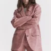 Kiera Warm Pink Vegan Leather Oversized Blazer Kiera Warm Pink Vegan Leather Oversized Blazer