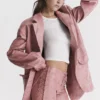 Kiera Warm Pink Vegan Leather Oversized Blazer Kiera Warm Pink Vegan Leather Oversized Blazer