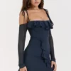 Kiki French Navy Ruffle Mini Dress