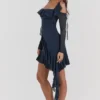 Kiki French Navy Ruffle Mini Dress