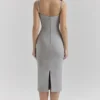 Kiki Light Grey Mesh Panelled Bodycon Midi Dress Kiki Light Grey Mesh Panelled Bodycon Midi Dress