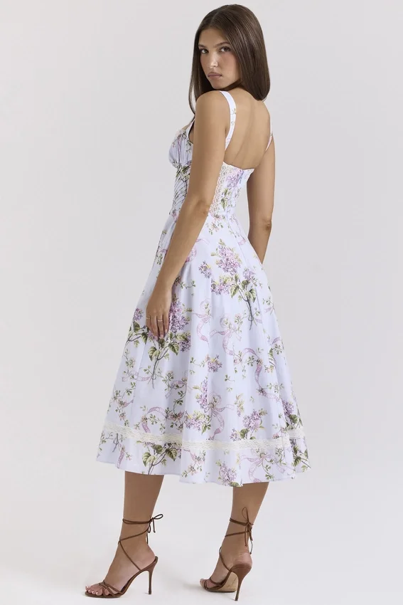 Kim Lilac Floral Cotton Midi Sundress Kim Lilac Floral Cotton Midi Sundress