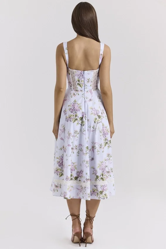 Kim Lilac Floral Cotton Midi Sundress Kim Lilac Floral Cotton Midi Sundress