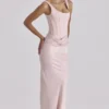 Kira Blush Pink Satin Gathered Maxi Dress