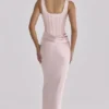 Kira Blush Pink Satin Gathered Maxi Dress