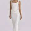 Kira Ivory Satin Gathered Maxi Dress Kira Ivory Satin Gathered Maxi Dress
