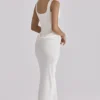 Kira Ivory Satin Gathered Maxi Dress Kira Ivory Satin Gathered Maxi Dress