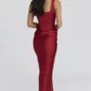 Kira Red Satin Corset Maxi Dress Kira Red Satin Corset Maxi Dress