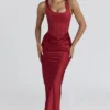 Kira Red Satin Corset Maxi Dress Kira Red Satin Corset Maxi Dress