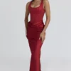 Kira Red Satin Corset Maxi Dress Kira Red Satin Corset Maxi Dress