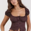 Kitty Rich Brown Gathered Top