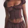 Kitty Rich Brown Gathered Top