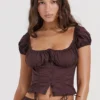 Kitty Rich Brown Gathered Top