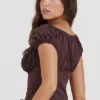 Kitty Rich Brown Gathered Top