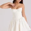 Kristiana Ivory Cotton Strapless Corset Mini Dress Kristiana Ivory Cotton Strapless Corset Mini Dress