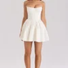 Kristiana Ivory Cotton Strapless Corset Mini Dress Kristiana Ivory Cotton Strapless Corset Mini Dress