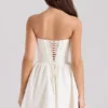 Kristiana Ivory Cotton Strapless Corset Mini Dress Kristiana Ivory Cotton Strapless Corset Mini Dress