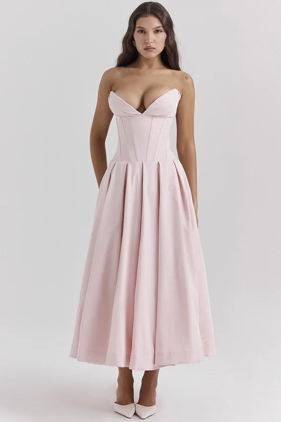 Lady Ballerina Pink Strapless Midi Dress Lady Ballerina Pink Strapless Midi Dress