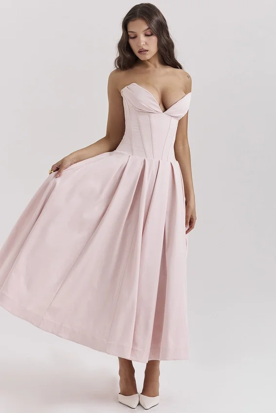 Lady Ballerina Pink Strapless Midi Dress Lady Ballerina Pink Strapless Midi Dress