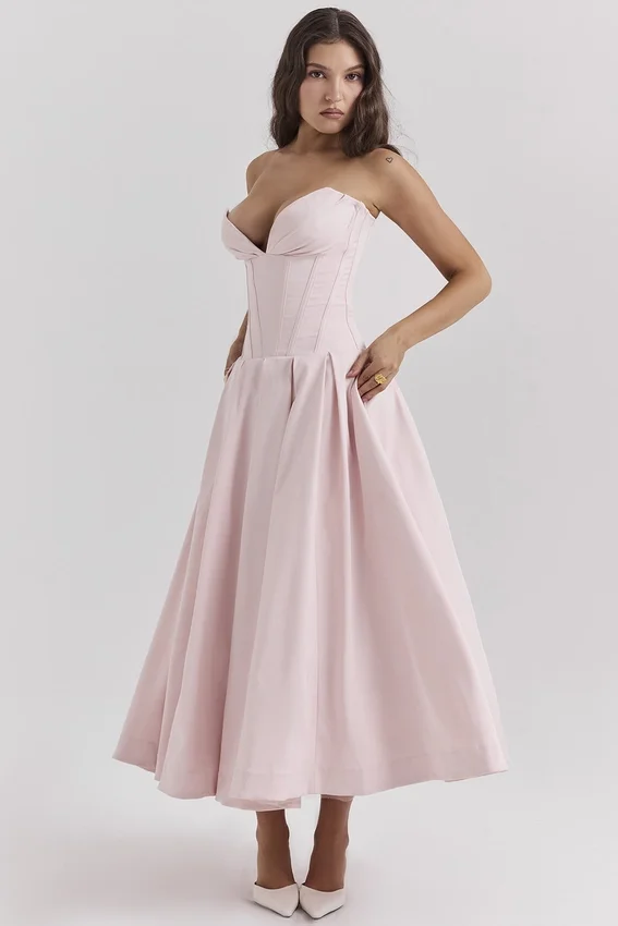 Lady Ballerina Pink Strapless Midi Dress Lady Ballerina Pink Strapless Midi Dress