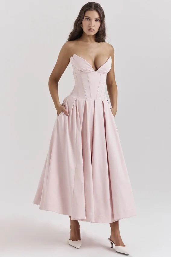 Lady Ballerina Pink Strapless Midi Dress Lady Ballerina Pink Strapless Midi Dress