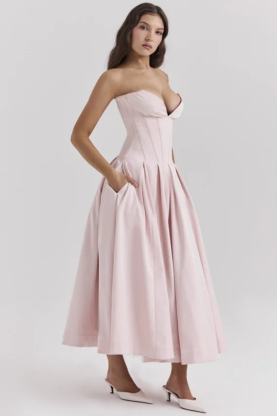 Lady Ballerina Pink Strapless Midi Dress Lady Ballerina Pink Strapless Midi Dress