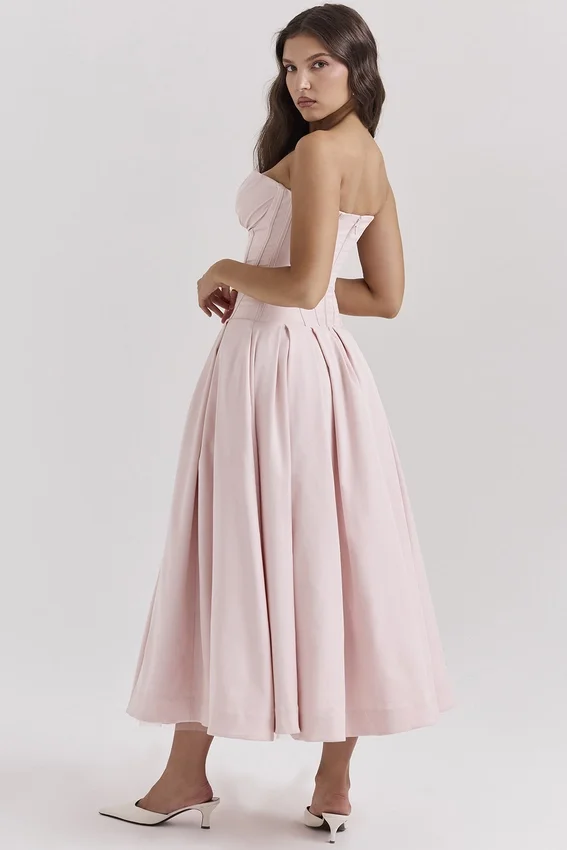Lady Ballerina Pink Strapless Midi Dress Lady Ballerina Pink Strapless Midi Dress