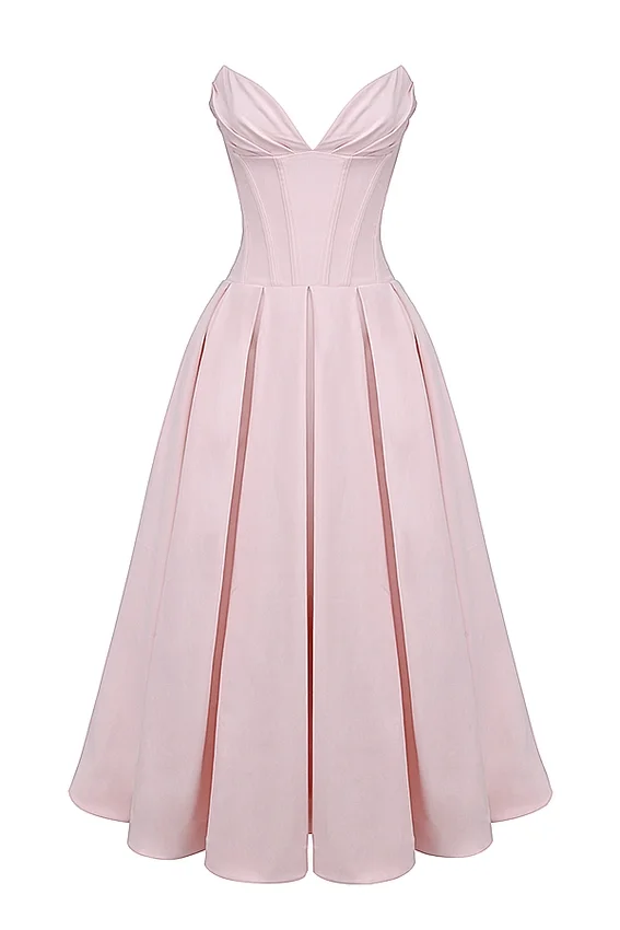 Lady Ballerina Pink Strapless Midi Dress Lady Ballerina Pink Strapless Midi Dress