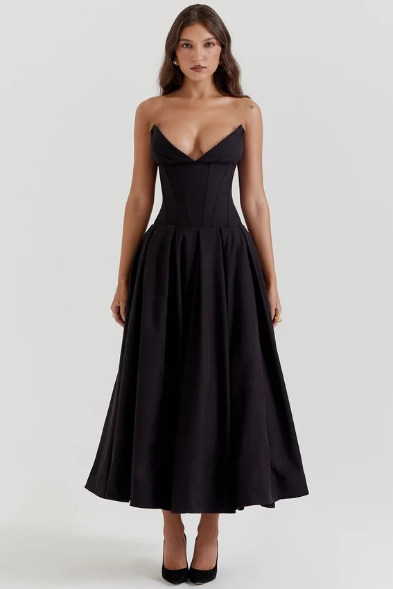 Lady Black Strapless Midi Dress Lady Black Strapless Midi Dress