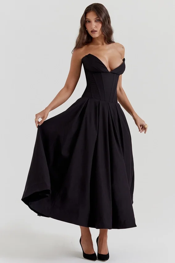 Lady Black Strapless Midi Dress Lady Black Strapless Midi Dress