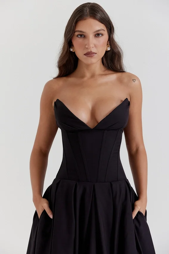 Lady Black Strapless Midi Dress Lady Black Strapless Midi Dress