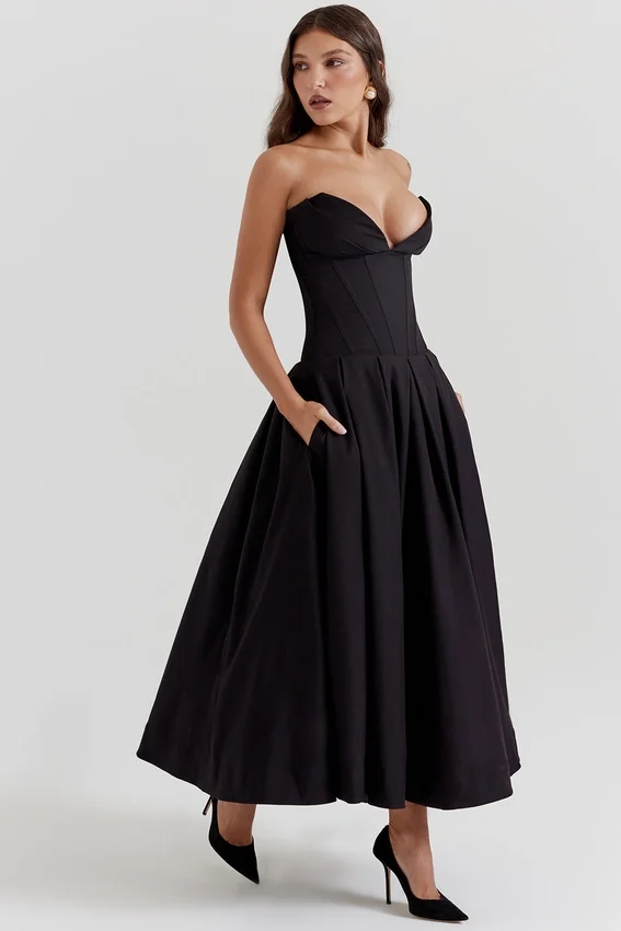Lady Black Strapless Midi Dress Lady Black Strapless Midi Dress