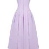 Lady Orchid Twill Strapless Tulle Midi Dress Lady Orchid Twill Strapless Tulle Midi Dress