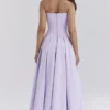 Lady Orchid Twill Strapless Tulle Midi Dress Lady Orchid Twill Strapless Tulle Midi Dress