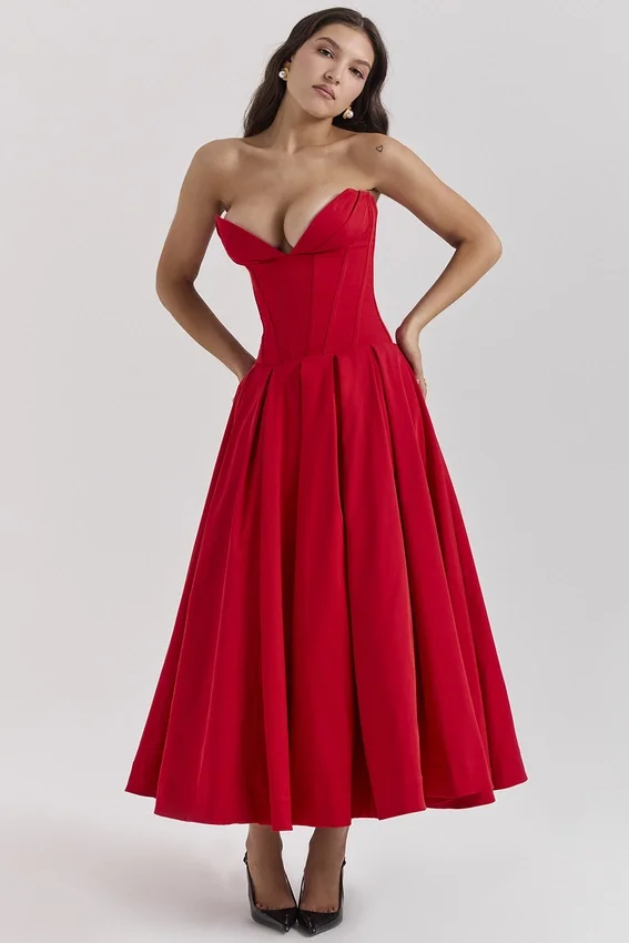 Lady Scarlet Strapless Midi Dress Lady Scarlet Strapless Midi Dress