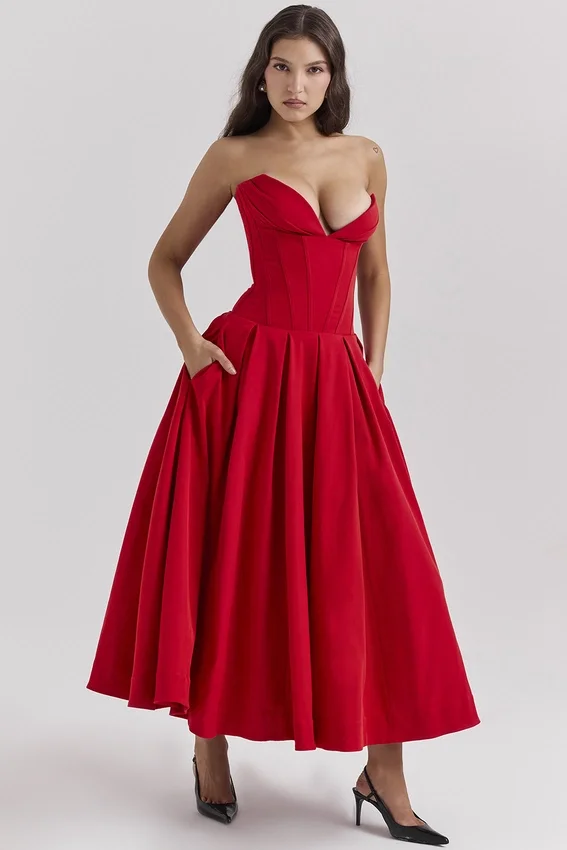 Lady Scarlet Strapless Midi Dress Lady Scarlet Strapless Midi Dress