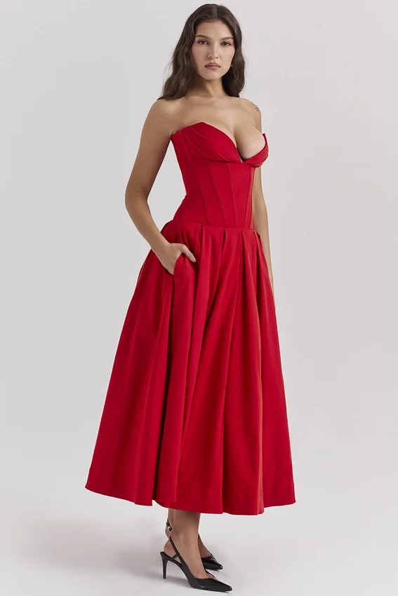 Lady Scarlet Strapless Midi Dress Lady Scarlet Strapless Midi Dress