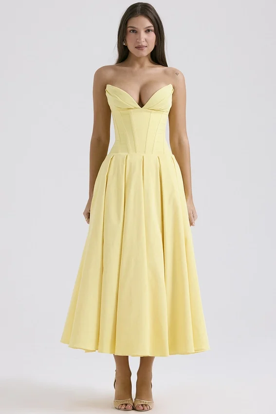 Lady Sunshine Strapless Tulle Midi Dress Lady Sunshine Strapless Tulle Midi Dress