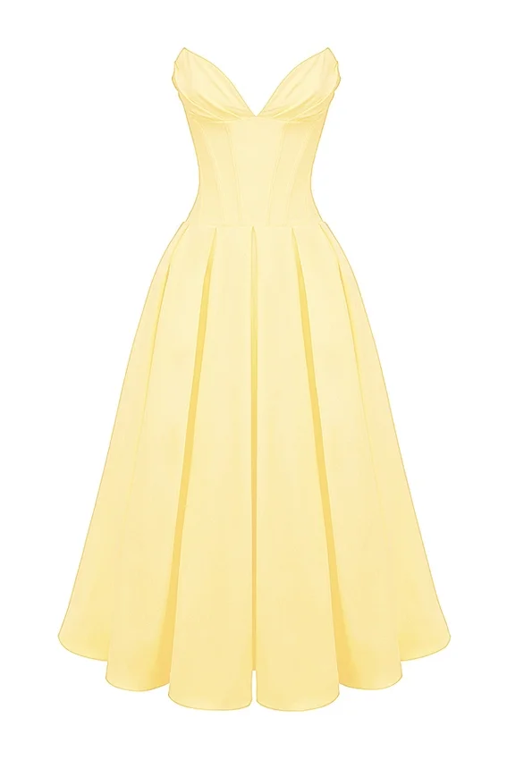 Lady Sunshine Strapless Tulle Midi Dress Lady Sunshine Strapless Tulle Midi Dress