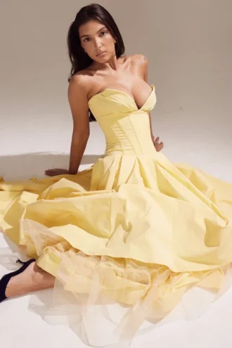 Lady Sunshine Strapless Tulle Midi Dress