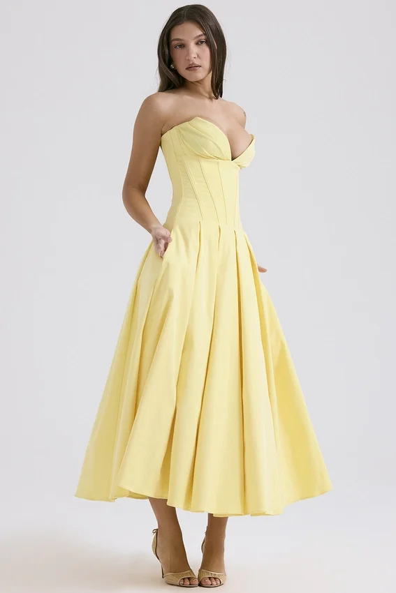Lady Sunshine Strapless Tulle Midi Dress Lady Sunshine Strapless Tulle Midi Dress