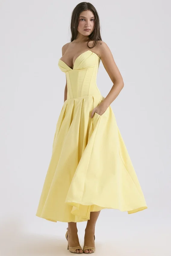 Lady Sunshine Strapless Tulle Midi Dress Lady Sunshine Strapless Tulle Midi Dress