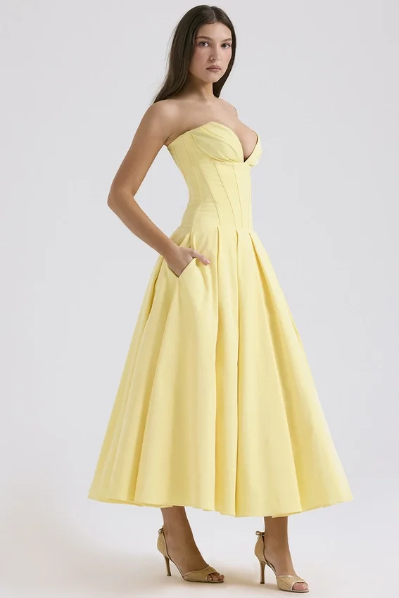 Lady Sunshine Strapless Tulle Midi Dress Lady Sunshine Strapless Tulle Midi Dress