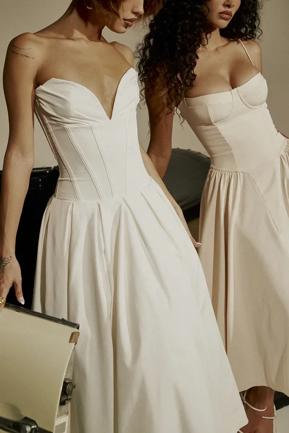 Lady White Strapless Midi Dress Lady White Strapless Midi Dress