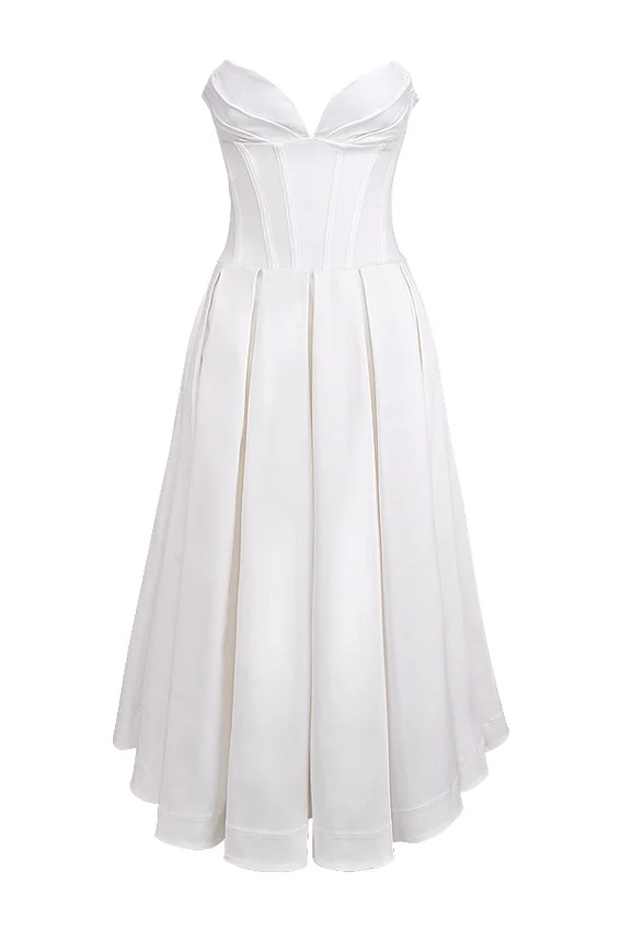 Lady White Strapless Midi Dress Lady White Strapless Midi Dress