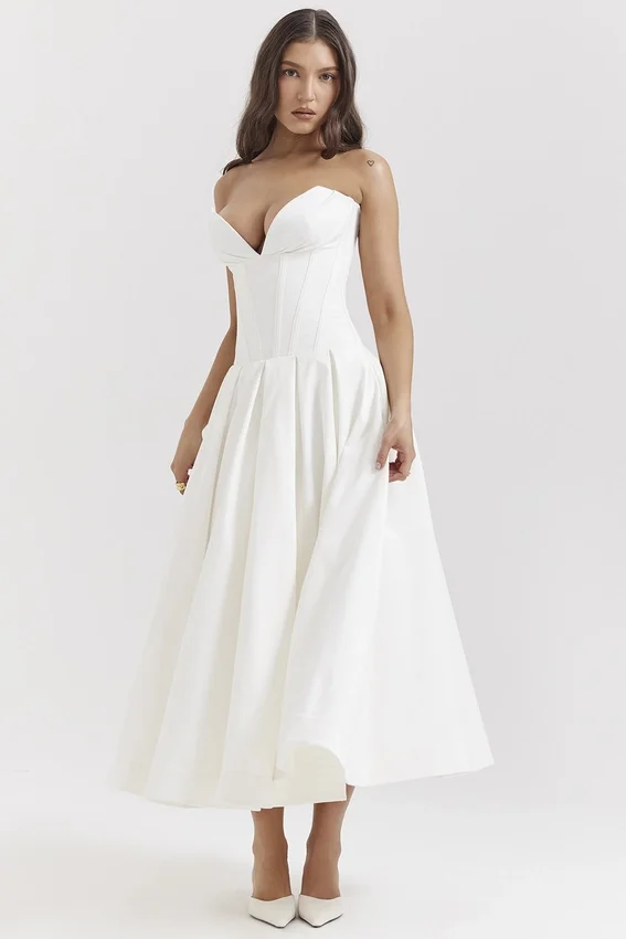 Lady White Strapless Midi Dress Lady White Strapless Midi Dress