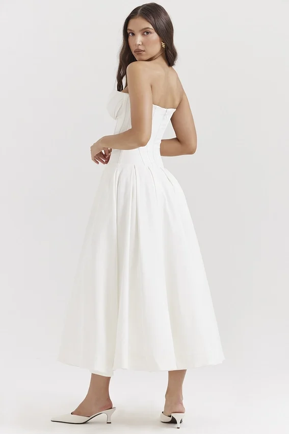 Lady White Strapless Midi Dress Lady White Strapless Midi Dress