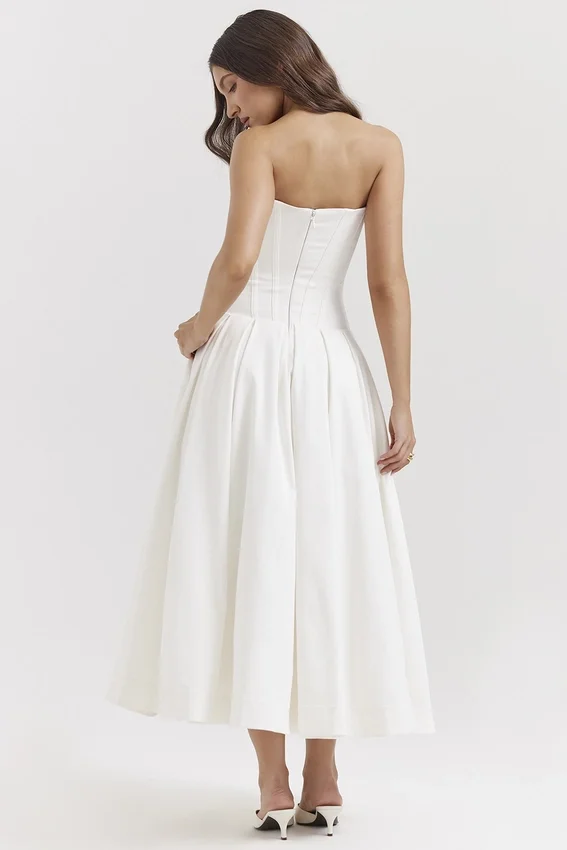 Lady White Strapless Midi Dress Lady White Strapless Midi Dress