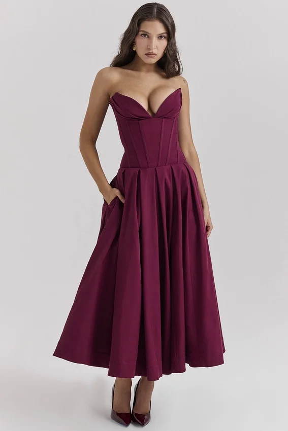 Lady Wine Strapless Midi Dress Lady Wine Strapless Midi Dress